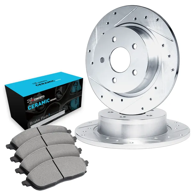 R1 Concepts WGWN1-74005 E- Line Series Brake Rotor - D/S - Silver W/ Ceramic Pads
